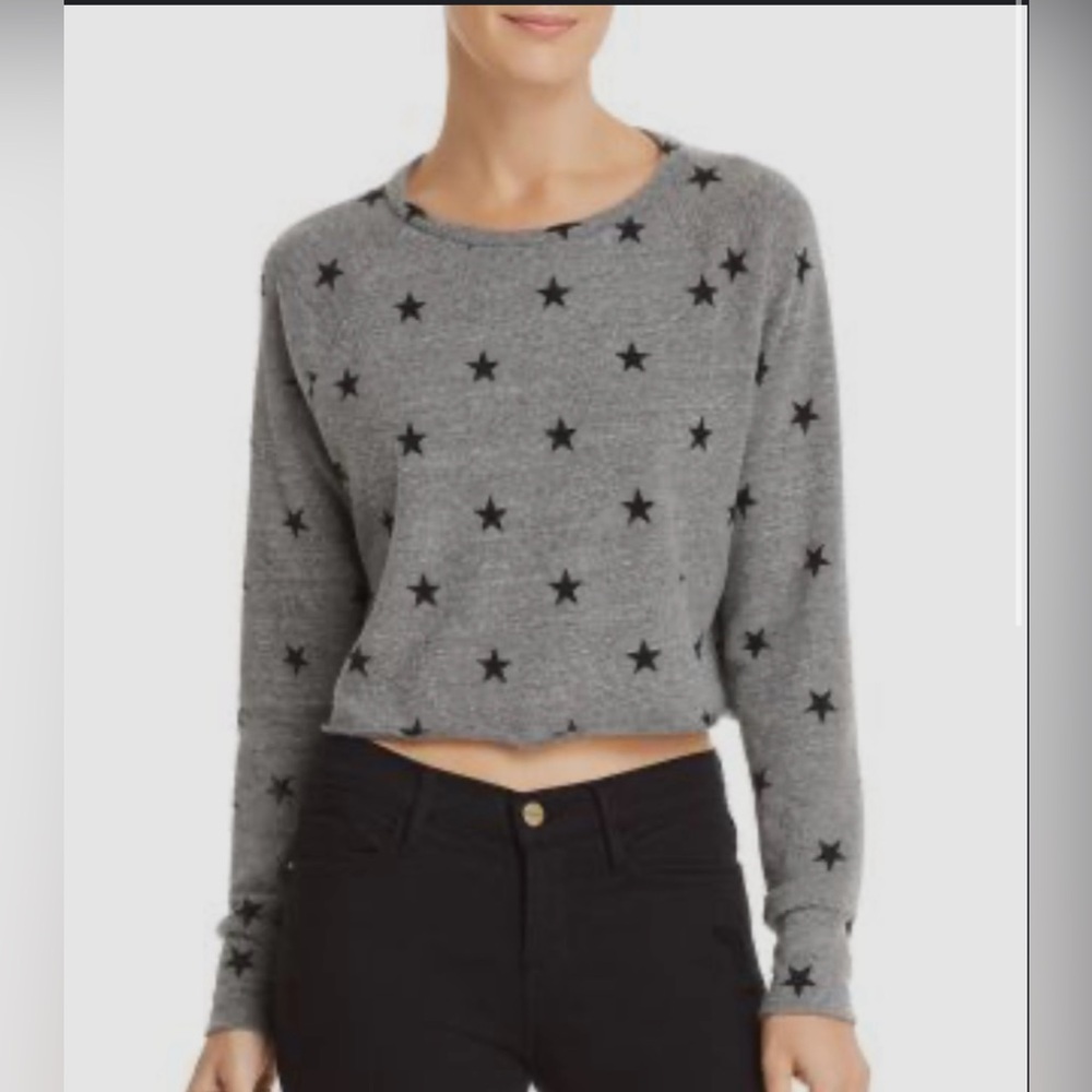 LNA cropped star print long sleeved tee
